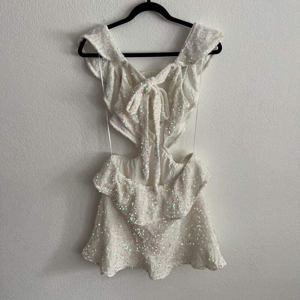 Show Me Your MuMu White Sequin Zoey Mini Dress - Picture 4 of 8